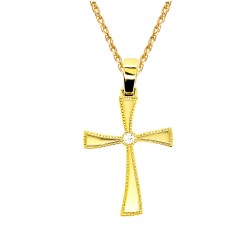 Χρυσός γυναικείος βαπτιστικός σταυρός Κ14 με αλυσίδα